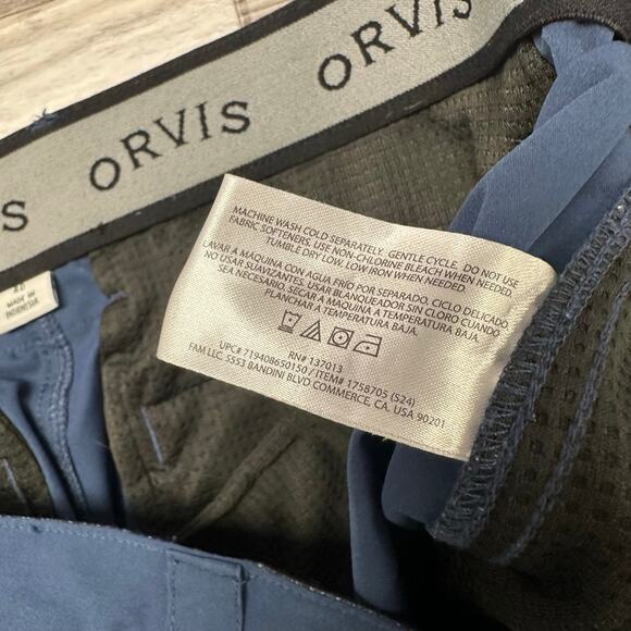 Orvis Blue Black Mens 40 Flat Front Minimalist Casual Performance Chino Shorts - Picture 11 of 12